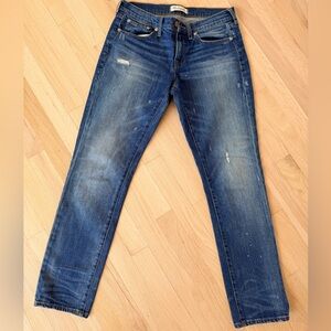 Madewell Medium Blue Denim slim boyfriend Jeans with Contrast Topstitching